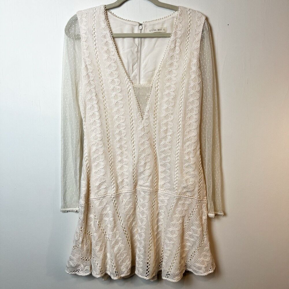 Stevie May Ivory Crochet Lace Long Sleeve Gallery Mini Dress Sz S